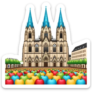 Cologne Cathedral with carnival vibe in Köln, Germany, apple emoji style, no frame or border sticker