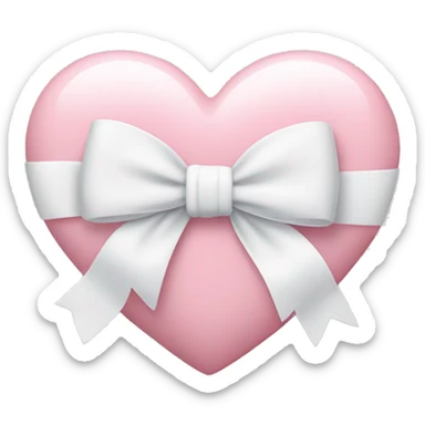 Pastel pink heart with white bow sticker
