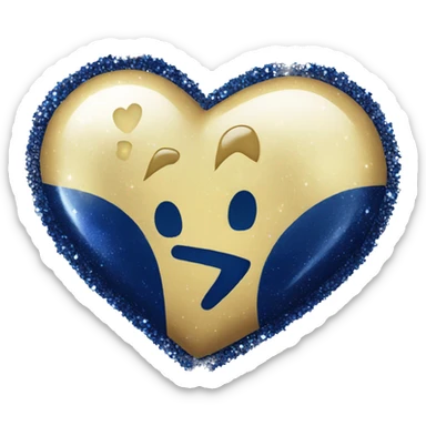 navy sparkle heart sticker