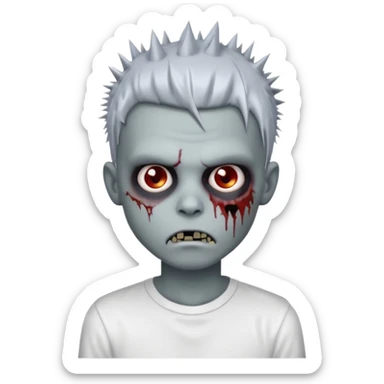 chrome zombie boy with spiky emo hair and white shirt sticker