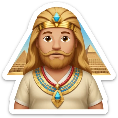 fat male blond reddish long hair agent with three-day-beard in egypt with pyramid. sticker