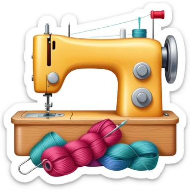 sewing and needlework with needle, thread, and fabric sticker