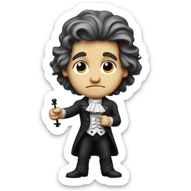 Chibi Beethoven standing stern face banjo sticker
