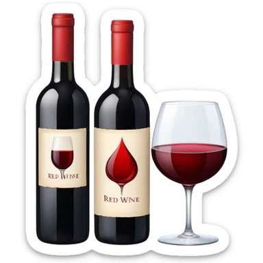 a bottle of red wine and a glass of red wine sticker