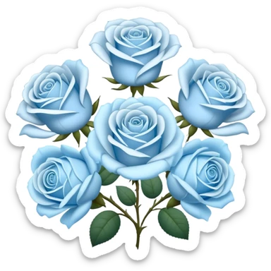seven roses of white and pale blue roses  sticker