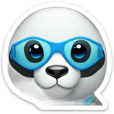 Panda head with blue swim goggles sticker