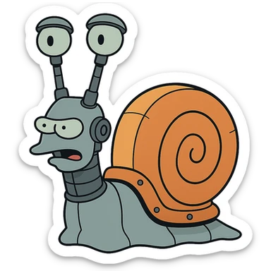 flat toon style robot snail sticker
