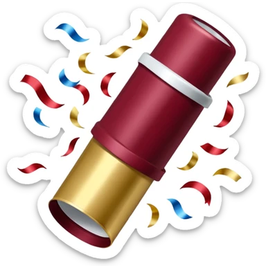 Burgundy and white confetti popper sticker
