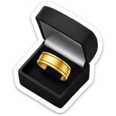gold wedding band in a black ring box sticker