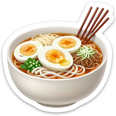 naengmyeon with half a boiled egg as topping, no beef or vegetables, chopsticks beside the bowl sticker