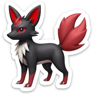 White, black and red Zorua-Umbreon-Zangoose-fusion (full body) sticker