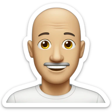 bald man with a big nose sticker