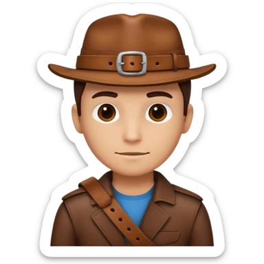 Person with straight face and belt in hand sticker