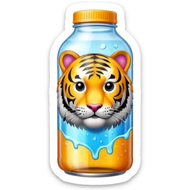 a glass bottle energy drink with a tiger on it sticker