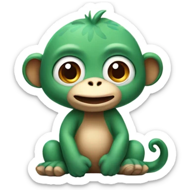 cute monkey dreaming about a trex sticker