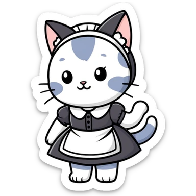 Cat with maid costume  sticker