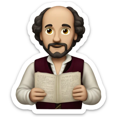 William Shakespeare holds a chatbot in his hands sticker