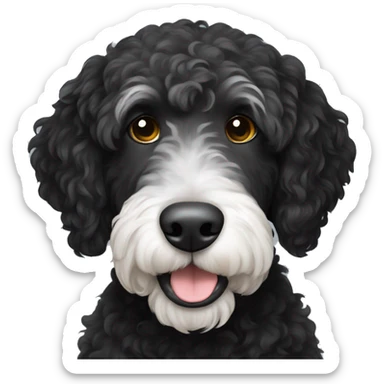 Black labradoodle with white chops sticker