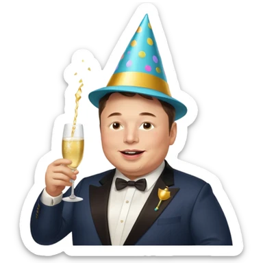 overweight happy realistic elon musk partying sticker