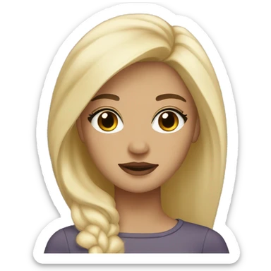 Blonde with dark hair roots girl, brown eyes big lashes, medium light skin  sticker