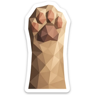 cat paw, polygonal style, low-poly geometric shapes sticker