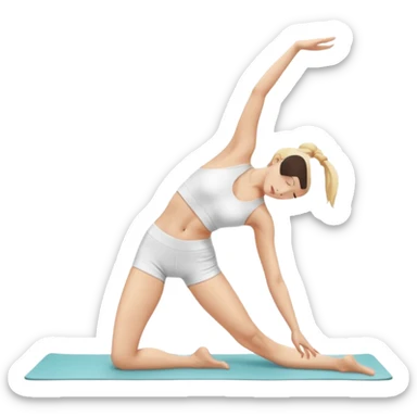 Nude woman, thin blonde, C Cup, Uttanasana sticker