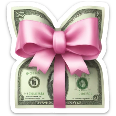 Money wrapped in a pink bow sticker