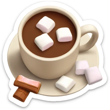 Light beige mug of hot chocolate with marshmallows  sticker