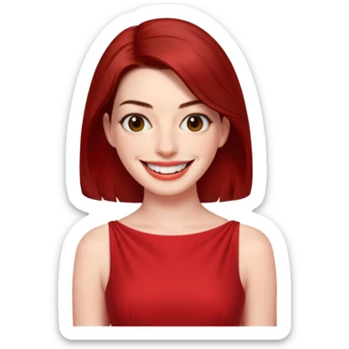 Anne Hathaway in red dress, hot sticker