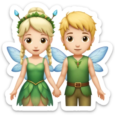 Two fairies one female, one male, holding hands  sticker