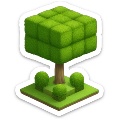 isometric square topiary tree sticker