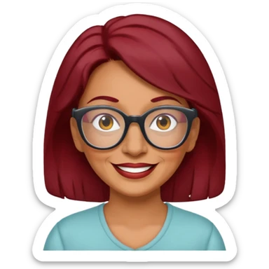Cheerful older hispanic woman with dark red hair and glasses sticker