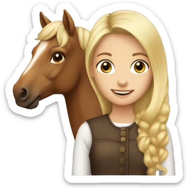 Blonde haired girl with a brown horse sticker