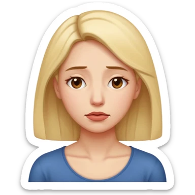 woman sighing with emotion, head slightly bowed, sigh coming from mouth, simple and warm feeling, iPhone emoji style sticker