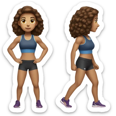 Brown hair sporty girl who makes strength training in a sporty outfit  sticker