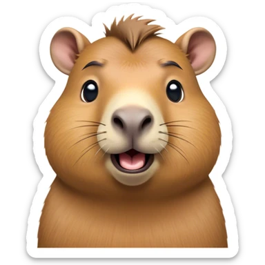 Cinematic Comical Capybara Portrait Emoji, Head tilted dramatically with an exaggeratedly shocked expression, featuring a robust, rotund build and a distinct capybara head with a broad snout and small ears, with wide, comically expressive eyes full of humorous disbelief, Simplified yet hilariously expressive features, highly detailed, glowing with a slightly sassy natural glow, high shine, dramatic yet playful, stylized with an air of quirky charm, soft glowing outline, capturing the essence of a meme-worthy capybara that looks ready to side-eye its way into viral fame! sticker