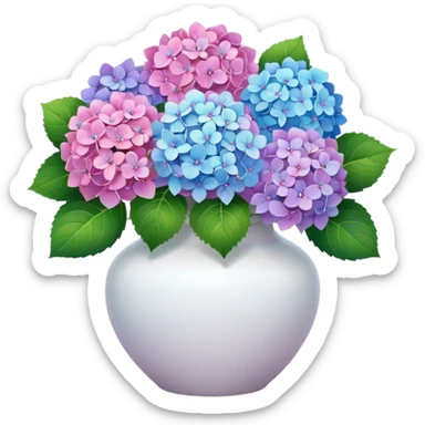 Colerful Aesthetic Hydrangeas In A White vase sticker