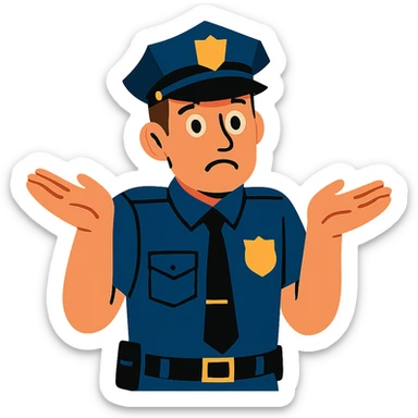 police officer shrugging his shoulders sticker