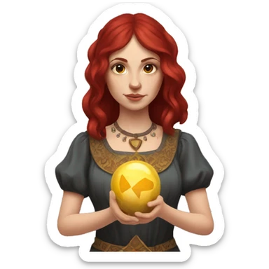 Slavic girl with burgundy hair with tarot in the hands  sticker