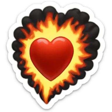 Black fire heart sticker