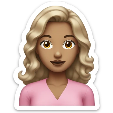 dark blonde hair girl with grey eyes pinkynude lips and blowout sticker