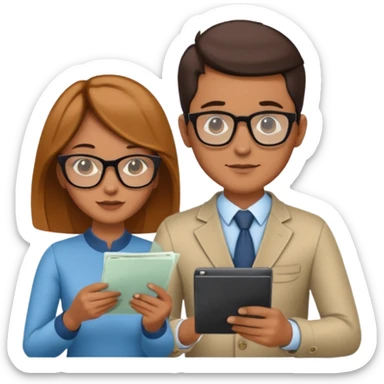 stylish looking husband and wife avatars reviewing their finances together  sticker