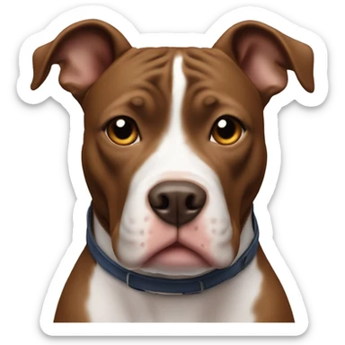 Brown pit bull with white on right side of face sticker