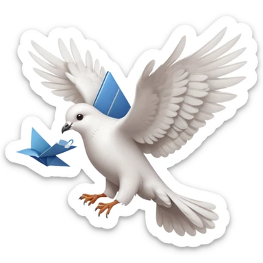 a dove flies with a letter in its paws sticker