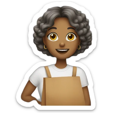 Personal shopper com sacolas e com cabelo loio sticker