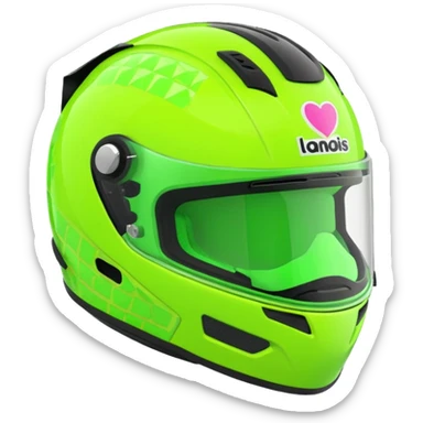 ate a Florecent green heart emoji as the same patterns as Lando Norris's helmet sticker