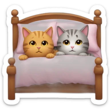 two cute cats in bed sticker