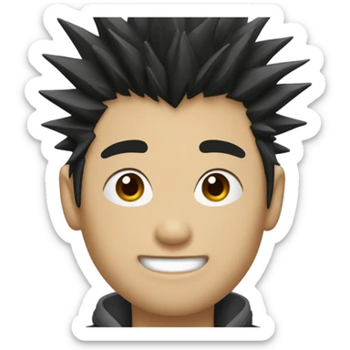 asian, male, black spiky hair Japanese sticker