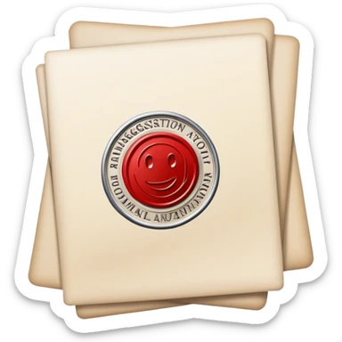Document icon with official stamp or seal, symbolizing business registration and authorization sticker