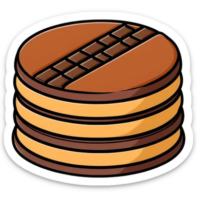 round chocolate wafer covered in chocolate with peanut butter cream filling sticker